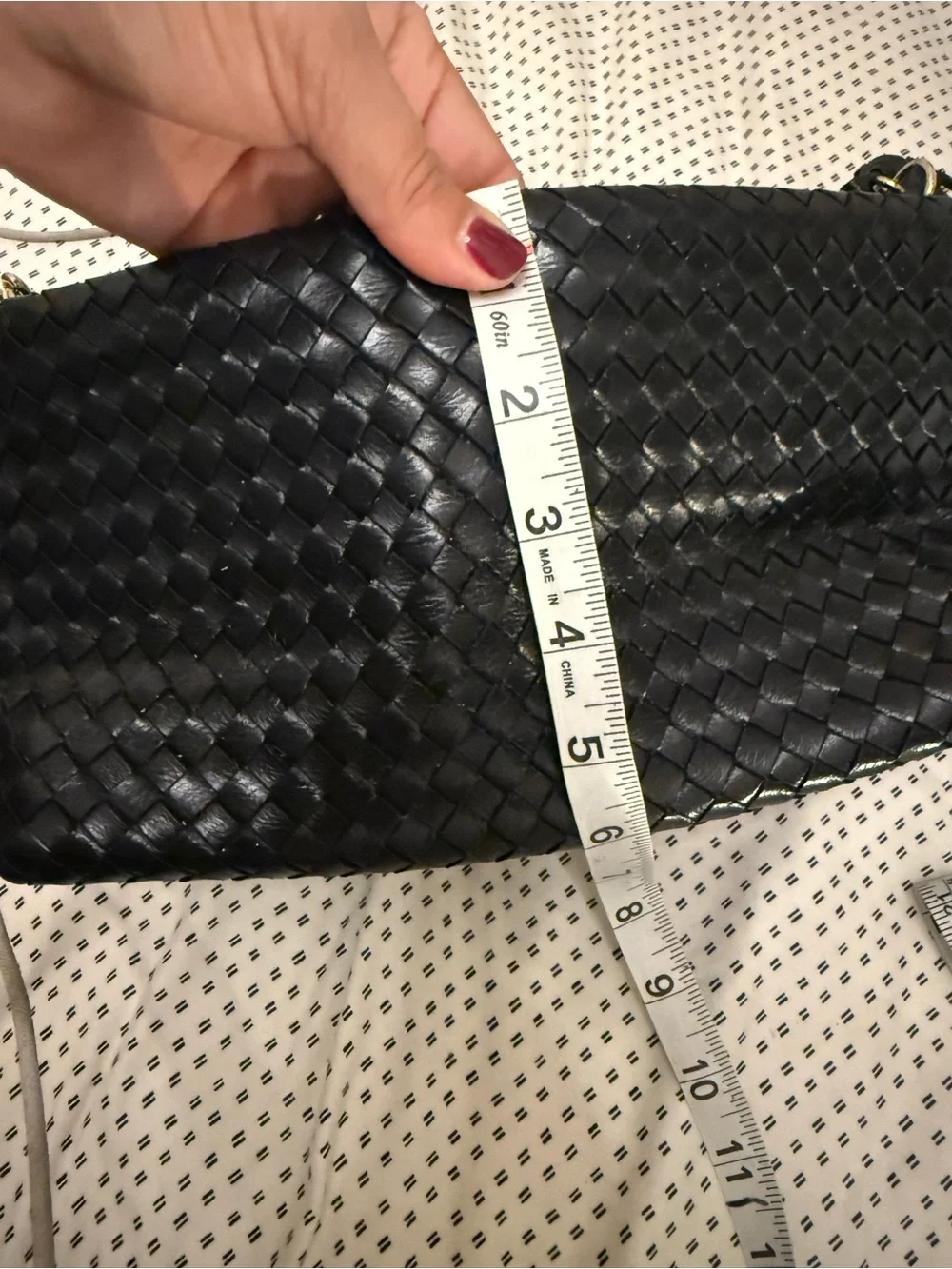 Black Woven Leather 3 Ways Bag with Tassel - Picture 10 of 14